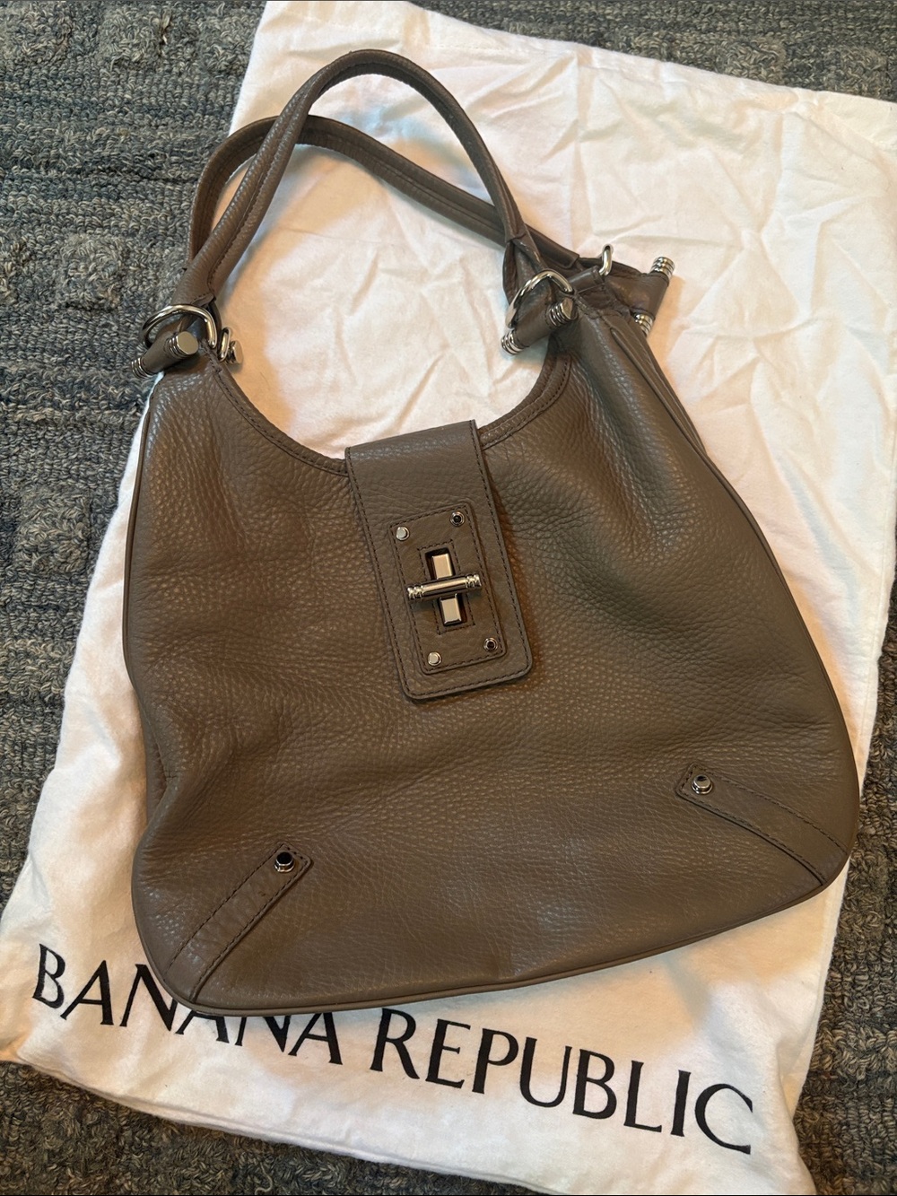 Banana Republic Brown Taupe Pebbled Leather Shoulder Bag